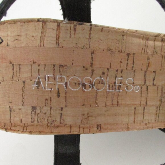 Aerosoles "Wonderplush" Womens Black Ankle-strap Slide w/3.5" Wedge Heel-Size 6M - Picture 6 of 9